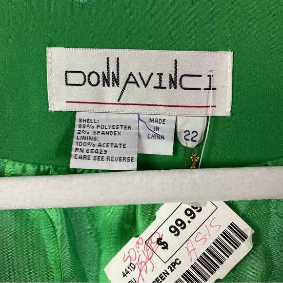 Vintage Green Beaded Scalloped Collar Jacket 22 2XL NEW NWT - Picture 10 of 10